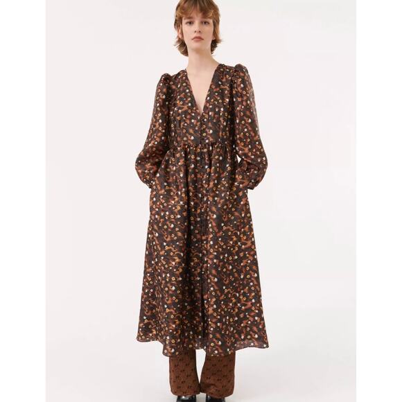 Baum Und Pferdgarten Asana Midi Dress in Cheetah Garden Floral EU 42 US 12 NWOT - Picture 1 of 7